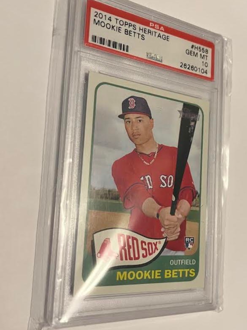 2014 TOPPS HERITAGE MOOKIE BETTS, PSA GRADED 10! RARE!
